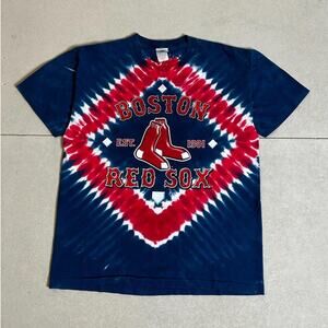2000s Vintage Boston Red Sox Tie Dye Navy T Shirt Size L